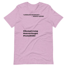 Load image into Gallery viewer, Liberate Michigan! Trump Quote Short-Sleeve Unisex T-Shirt